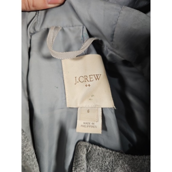 J.Crew Vail Faux Fur Trim Hooded Wool Blend Coat Womens 6 Grey E3931 - Picture 4 of 11